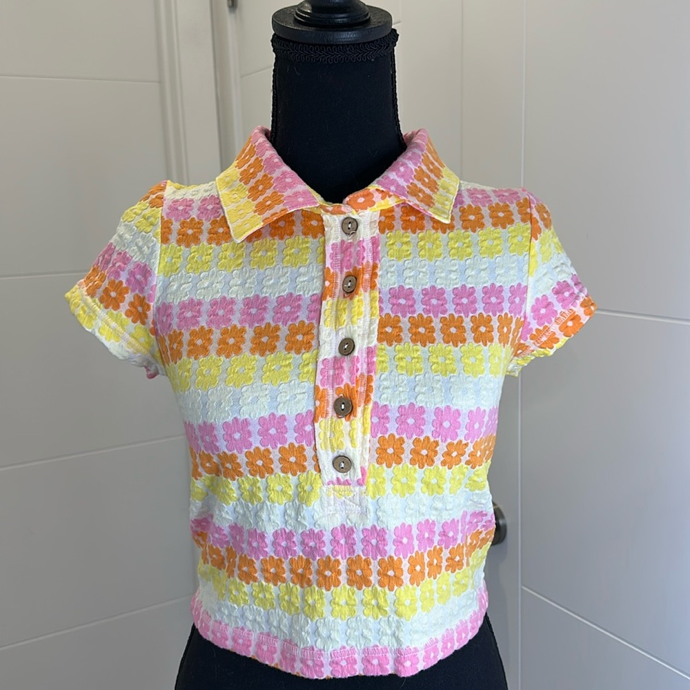 Free People Crop Top Cropped Shirt Collared Size Small BNWOT Coquettecore Y2K